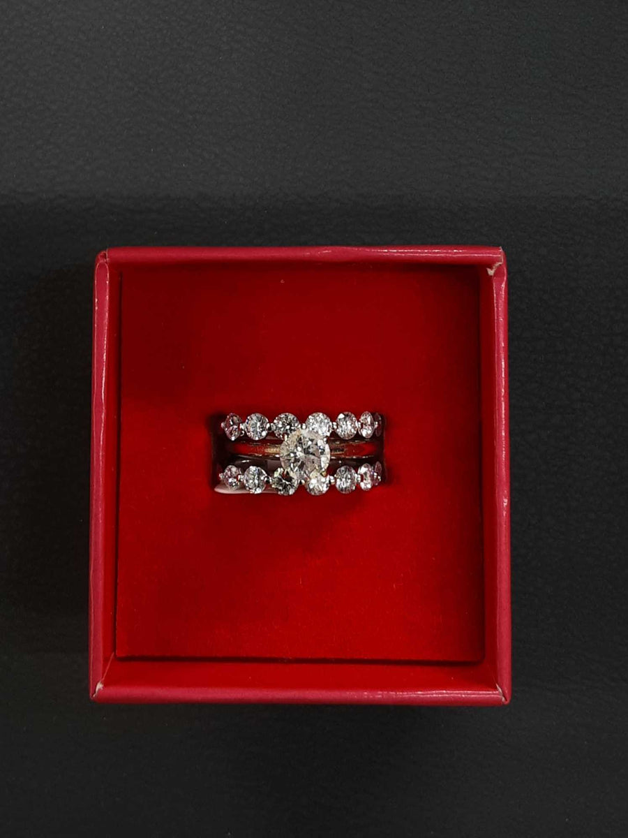 Ring - Engagement Set - White Gold 14k (.585) 6.6 grams Size 6.5