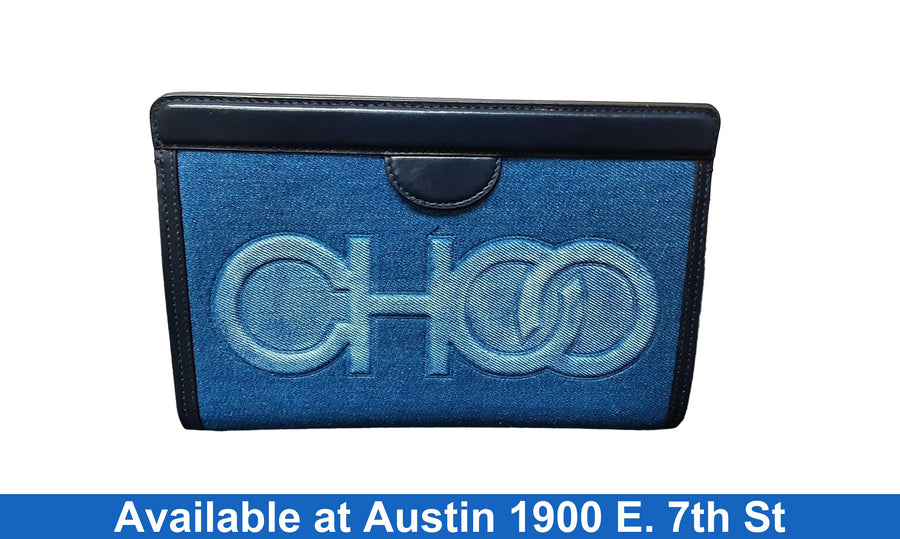 Jimmy Choo Denim Pouch Clutch Blue Purse / Handbag