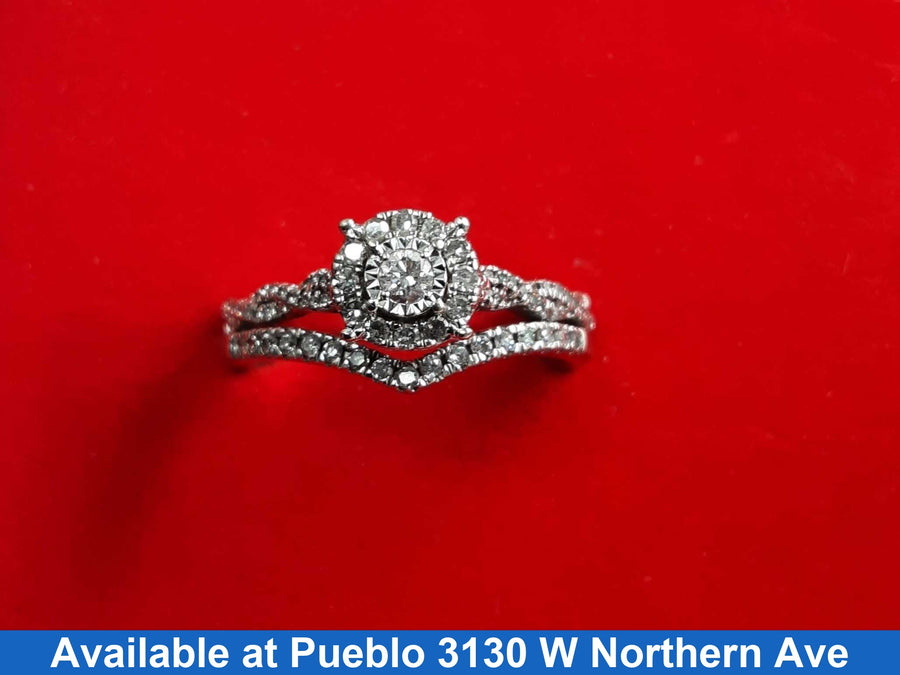 Ring - Wedding Set - White Gold 10k (.417) 3.4 grams Size 7.5