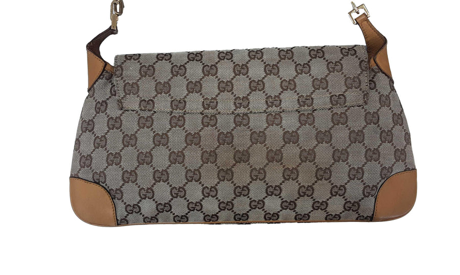 Gucci Gg Canvas Tiger Charm Shoulder Bag Brown Purse / Handbag