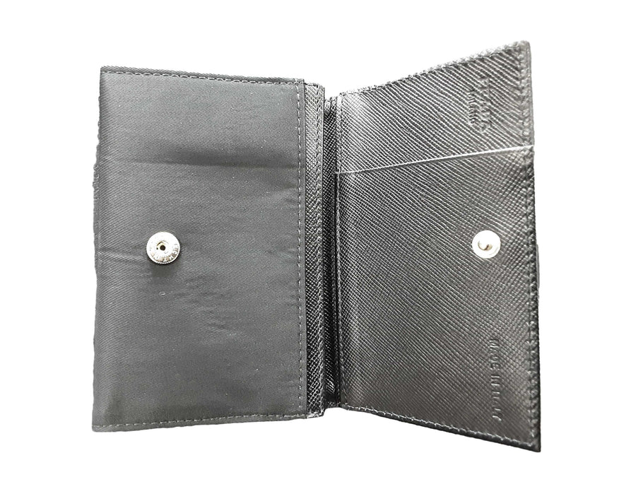 Prada Nylon Saffiano Card Holder Black Wallet