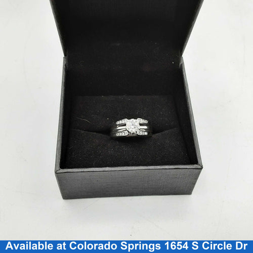 Ring - Wedding Set - White Gold 14k (.585) 5.4 grams Size 8