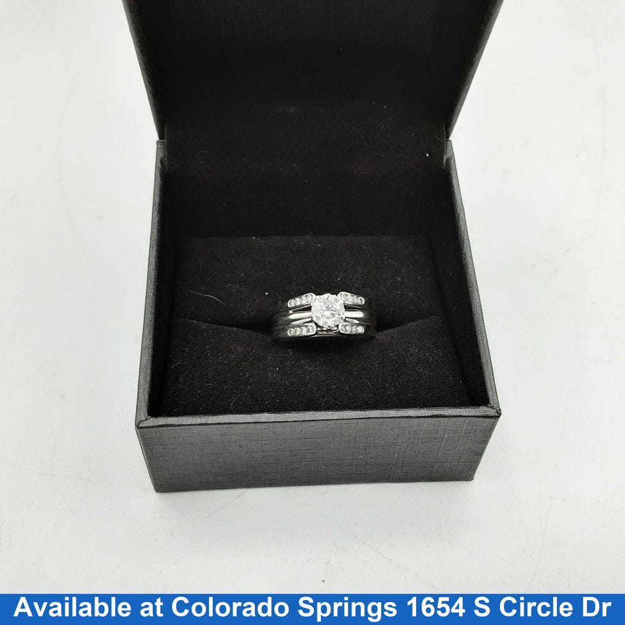 Ring - Wedding Set - White Gold 14k (.585) 5.4 grams Size 8