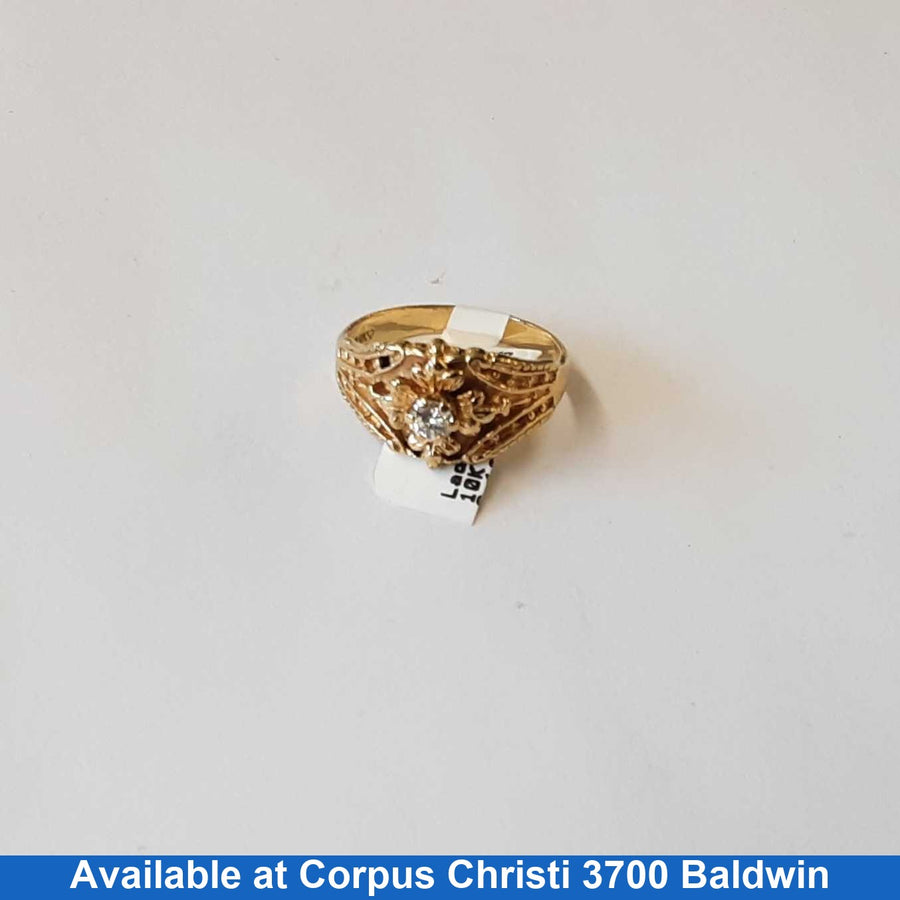 Women's Ring - Solitaire - Yellow Gold 10k (.417) 3.7 grams Size 8.5