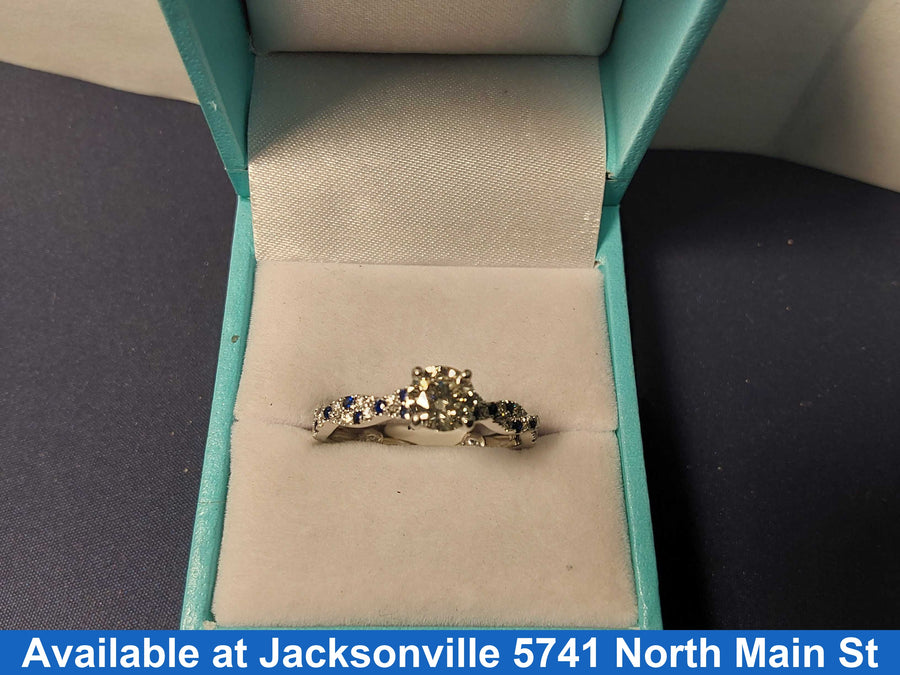 Ring - Engagement Set - White Gold 14k (.585) 4 grams Size 7.5