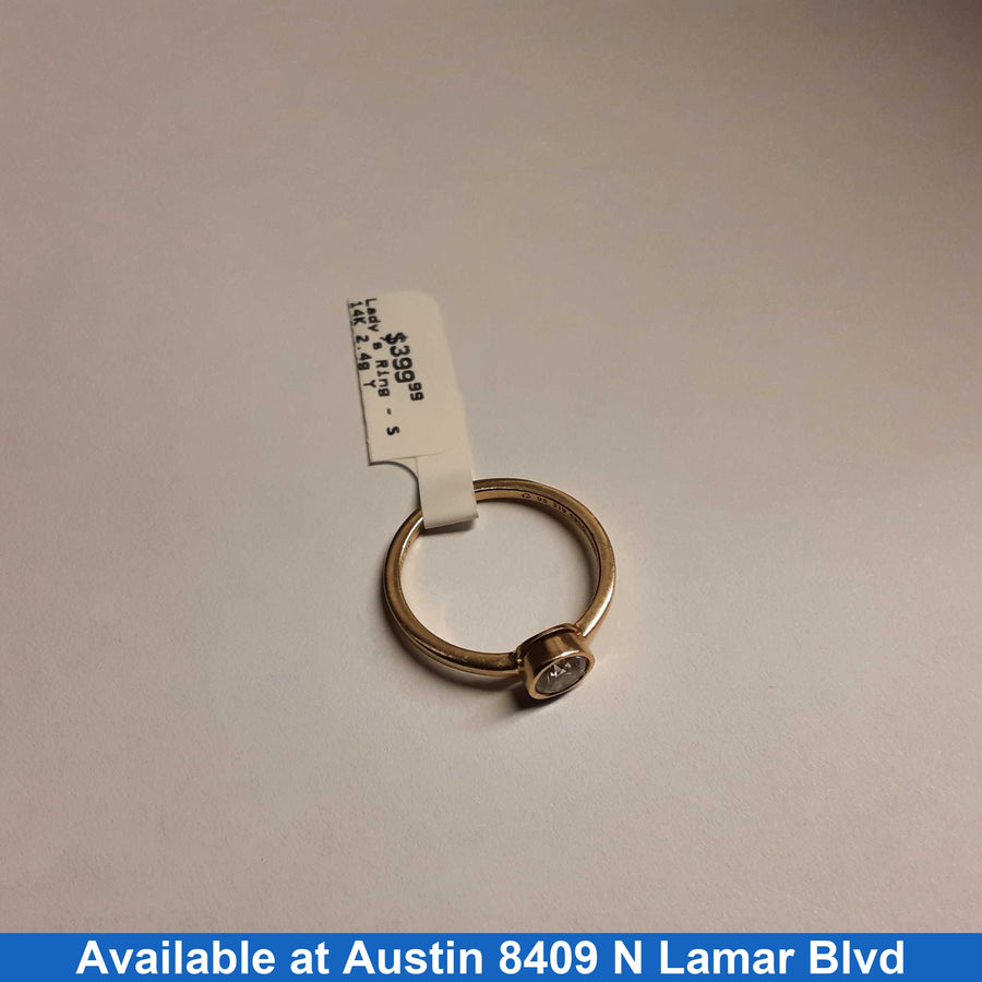 Women's Ring - Solitaire - Yellow Gold 14k (.585) 2.4 grams Size 7.5