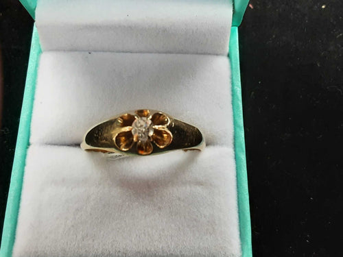 Women's Ring - Solitaire - Yellow Gold 14k (.585) 4.2 grams Size 12