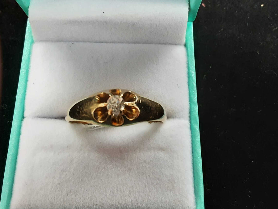 Women's Ring - Solitaire - Yellow Gold 14k (.585) 4.2 grams Size 12