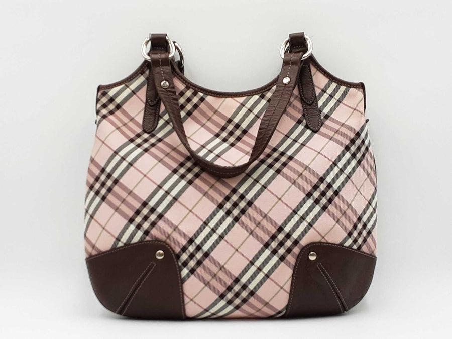 Burberry Blue Label Shoulder Bag In Pink Nova Check & Brown Leather Fw0826lezdu