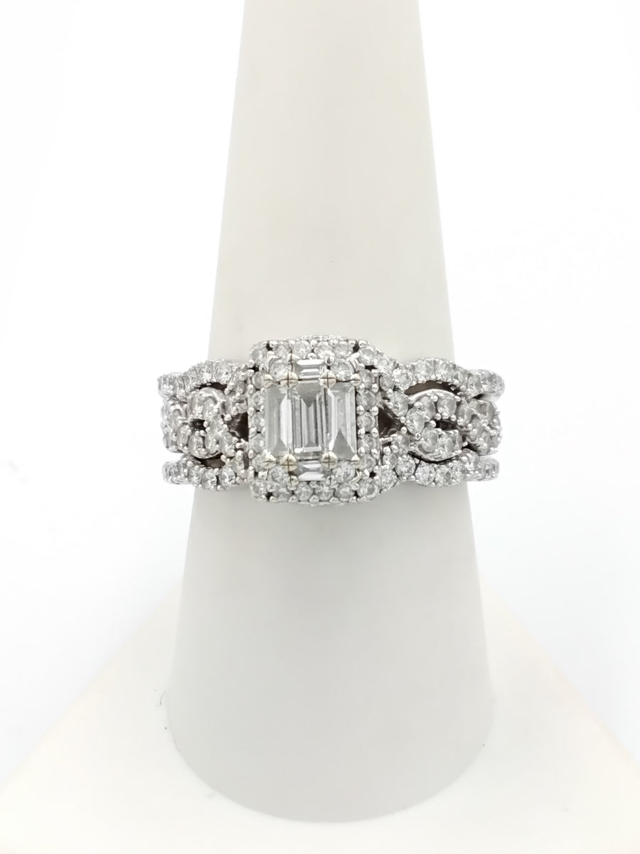 Ring - Wedding Set - White Gold 14k (.585) 9.9 grams Size 9.5