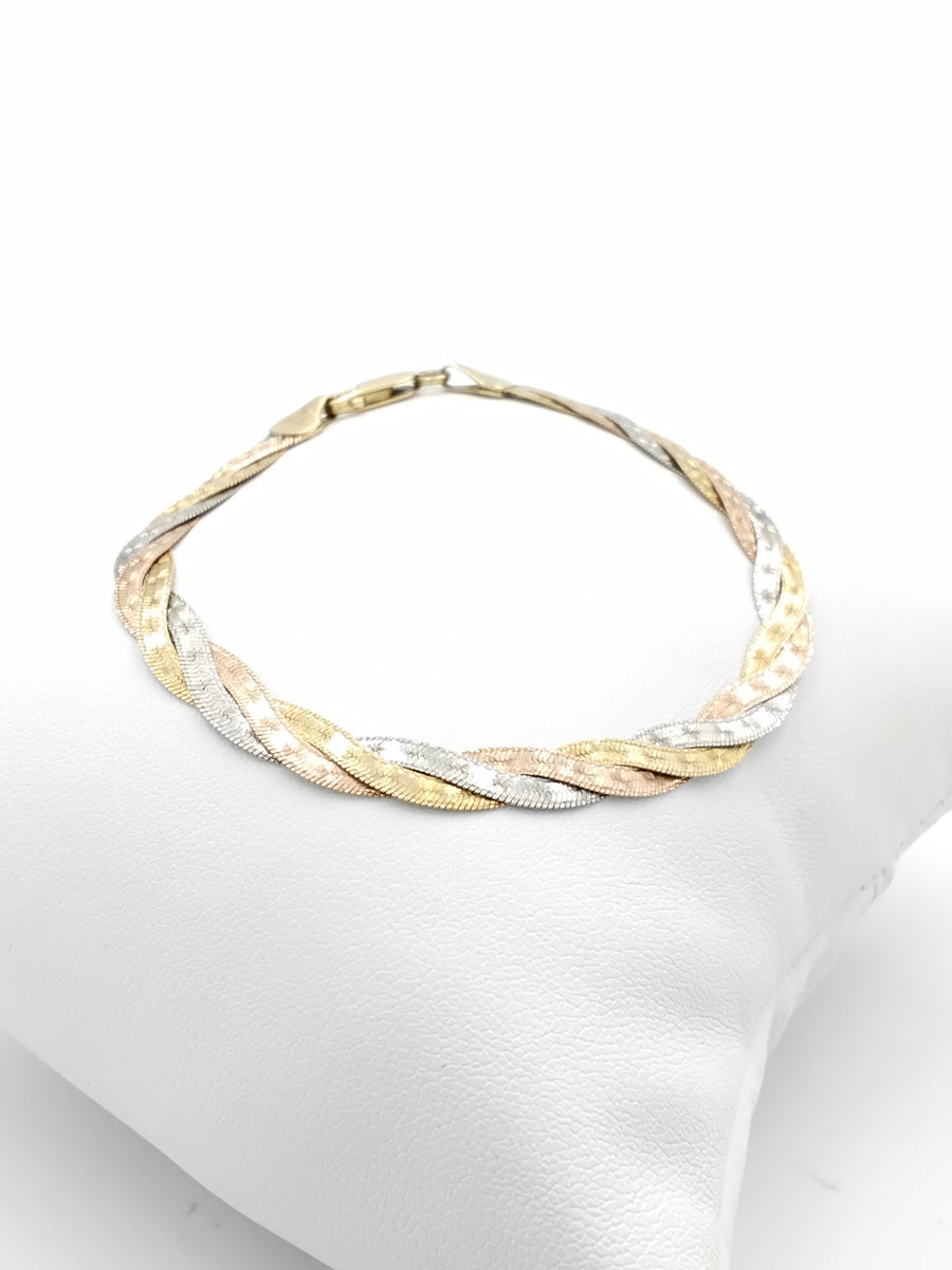 Tricolor Bracelet - Tricolor Gold 14k (.585) 5.4 grams 7 inch