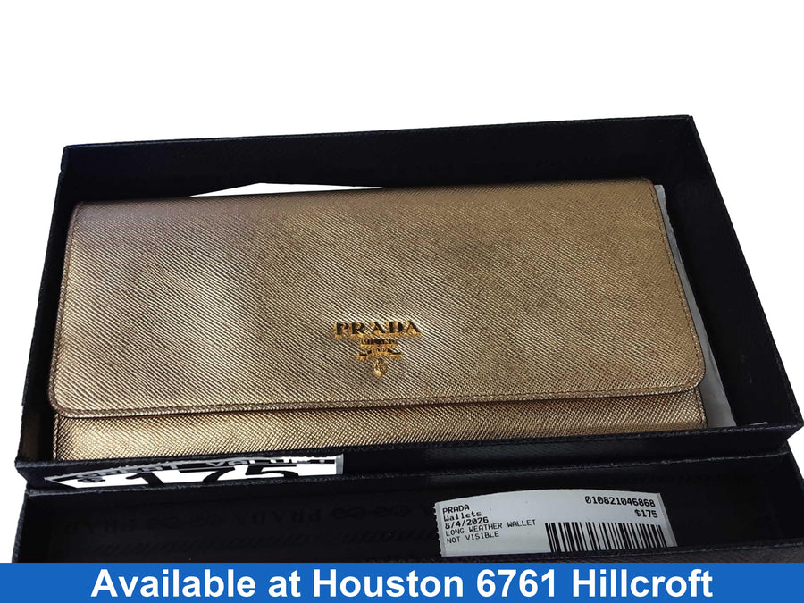 Prada Long Weather Wallet Gold Wallet