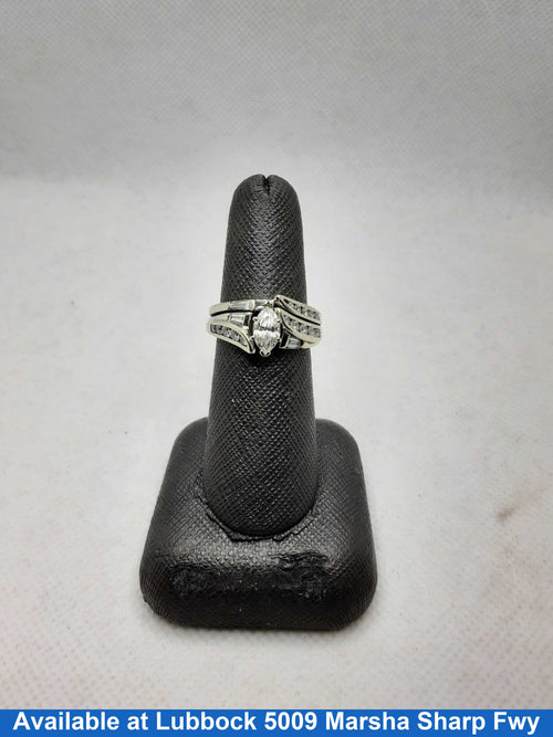Ring - Wedding Set - White Gold 14k (.585) 7.7 grams Size 7