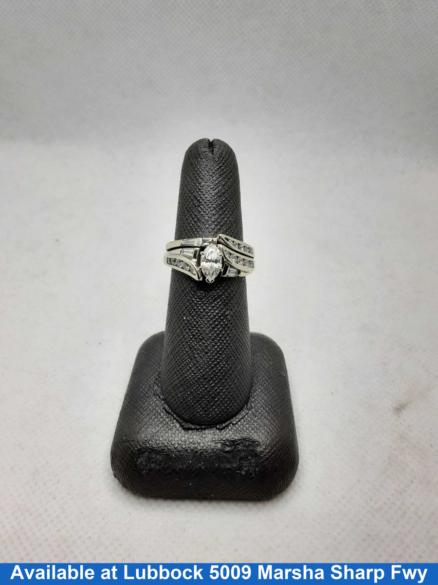 Ring - Wedding Set - White Gold 14k (.585) 7.7 grams Size 7