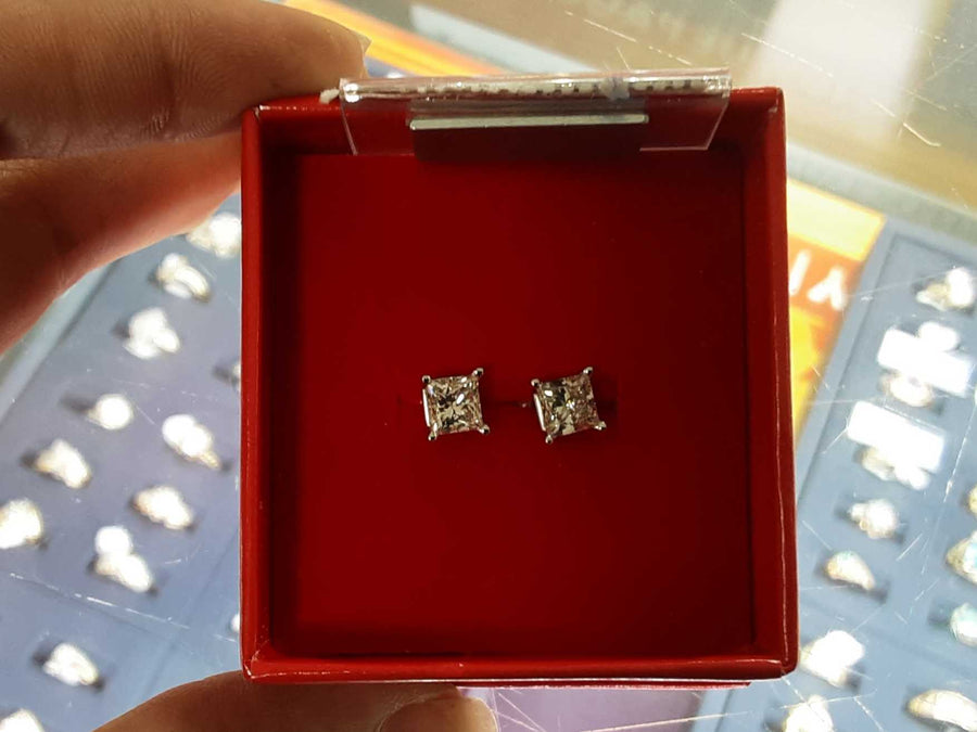 Double Stud Earring - White Gold 14k (.585) 1.2 grams