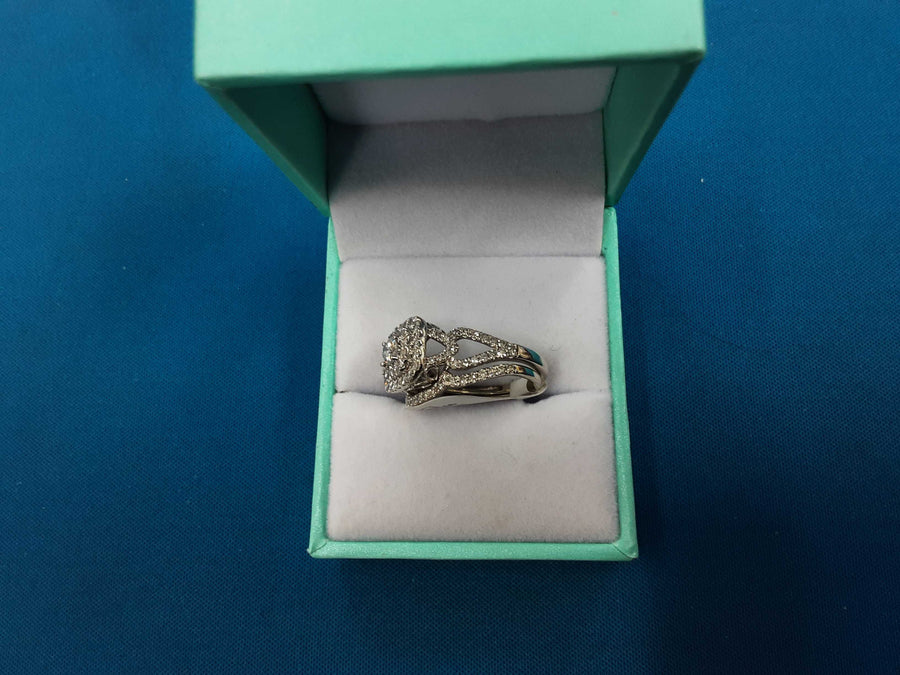 Ring - Wedding Set - White Gold 14k (.585) 4.6 grams Size 20