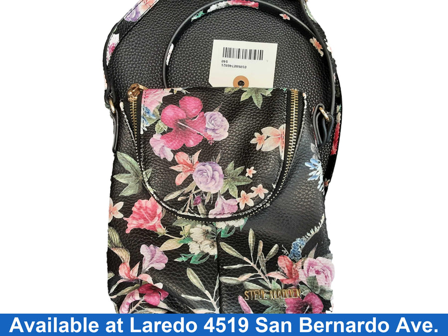 Steve Madden Black With Flowers Black Purse / Handbag