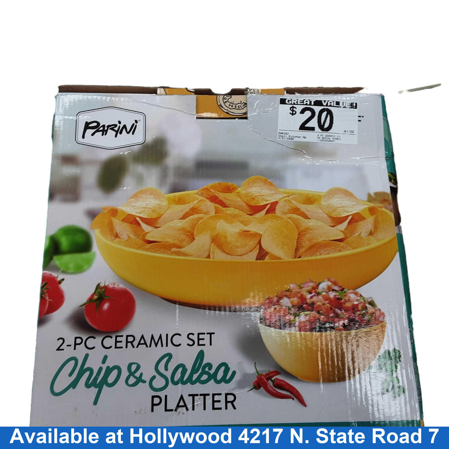 Parini 2 Pc Ceramic Chip Salsa Yellow Small Kitchen Appliance