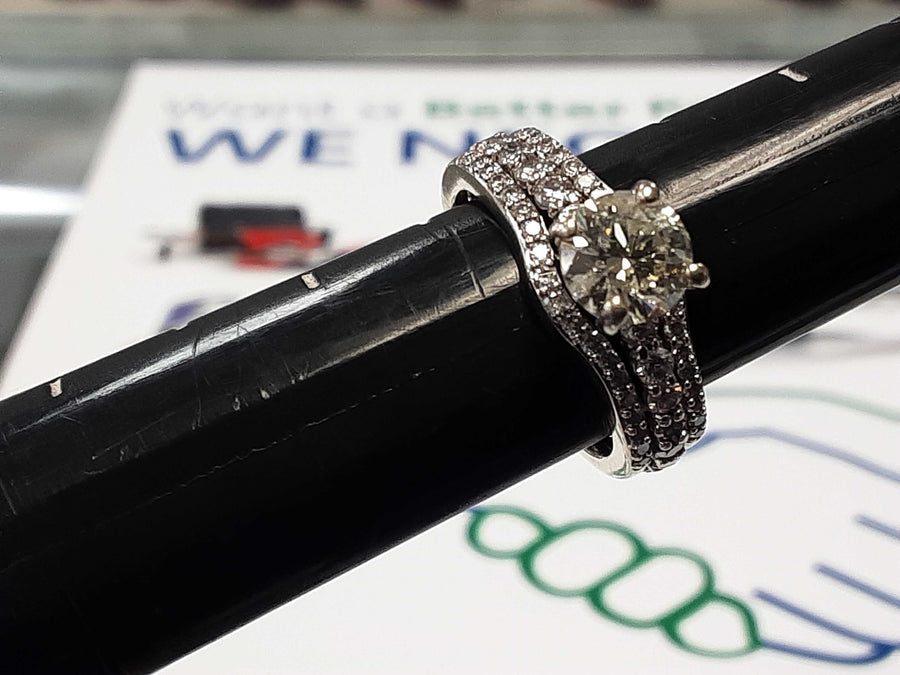 Ring - Engagement Set - White Gold 14k (.585) 5.5 grams Size 6