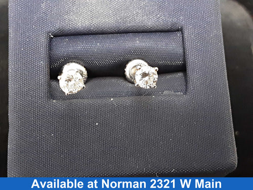 Double Stud Earring - White Gold 14k (.585) 0.8 grams