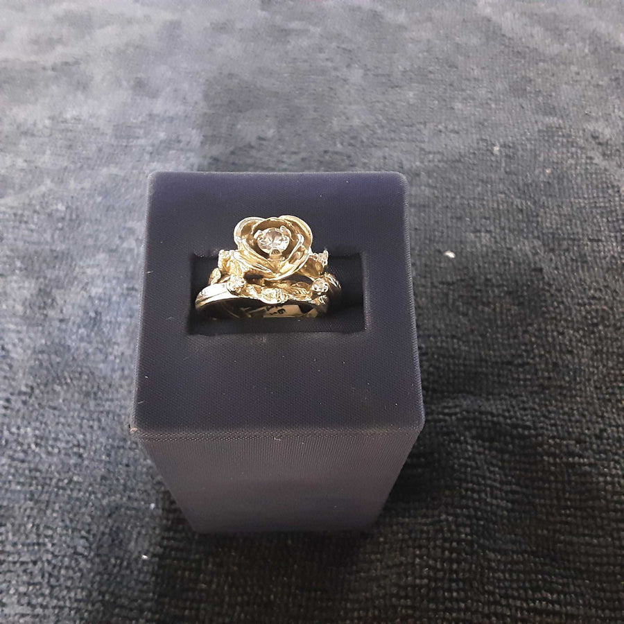 Ring - Wedding Set - White Gold 14k (.585) 7.7 grams Size 6.5