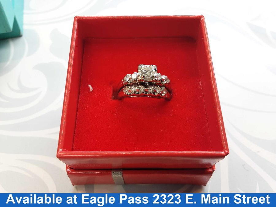 Ring - Wedding Set - White Gold 14k (.585) 4.8 grams Size 20
