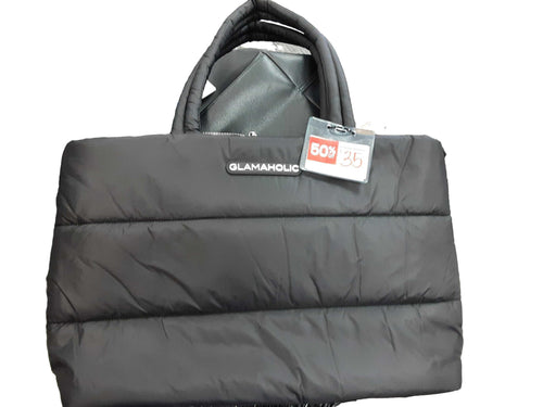 Glamaholic Athletic Nylon Tote Black Purse / Handbag