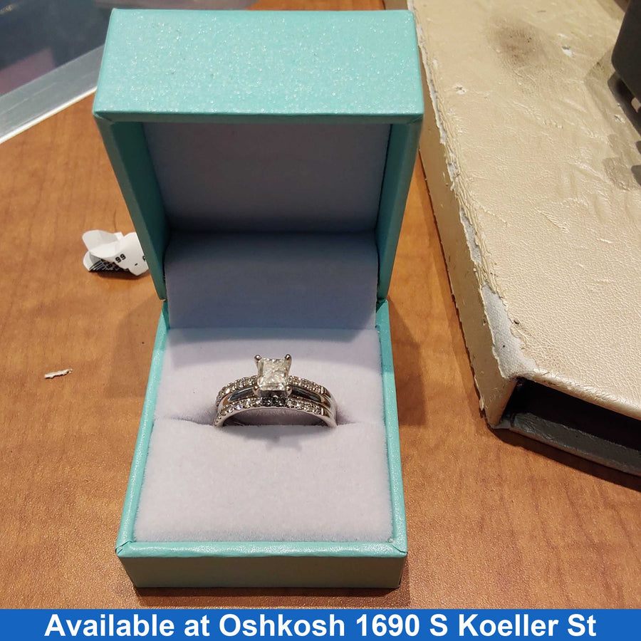 Ring - Wedding Set - White Gold 14k (.585) 4.9 grams Size 8