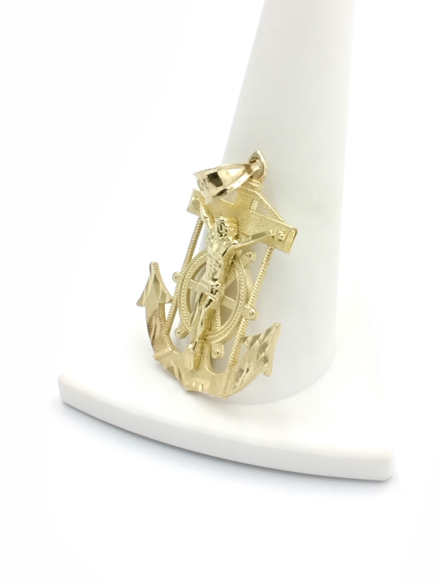 10k Gold Crucifix Anchor Mariner's Cross Pendant (.417) 4.1 grams