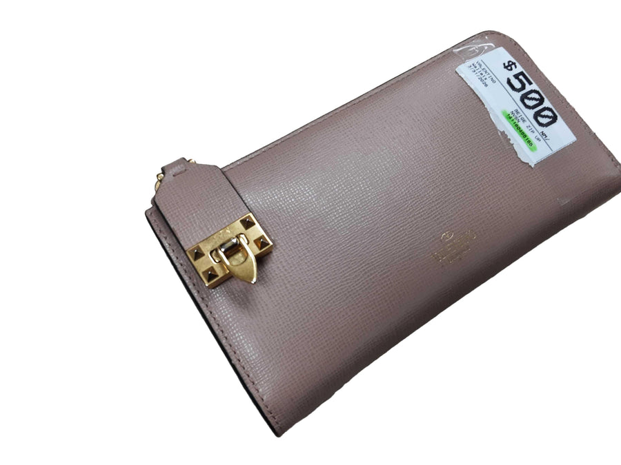 Valentino Beige Zip Up Beige / Tan Wallet