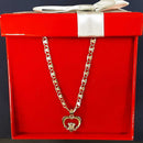 Chain - Heart Link Chain W/ Double Heart Pendant