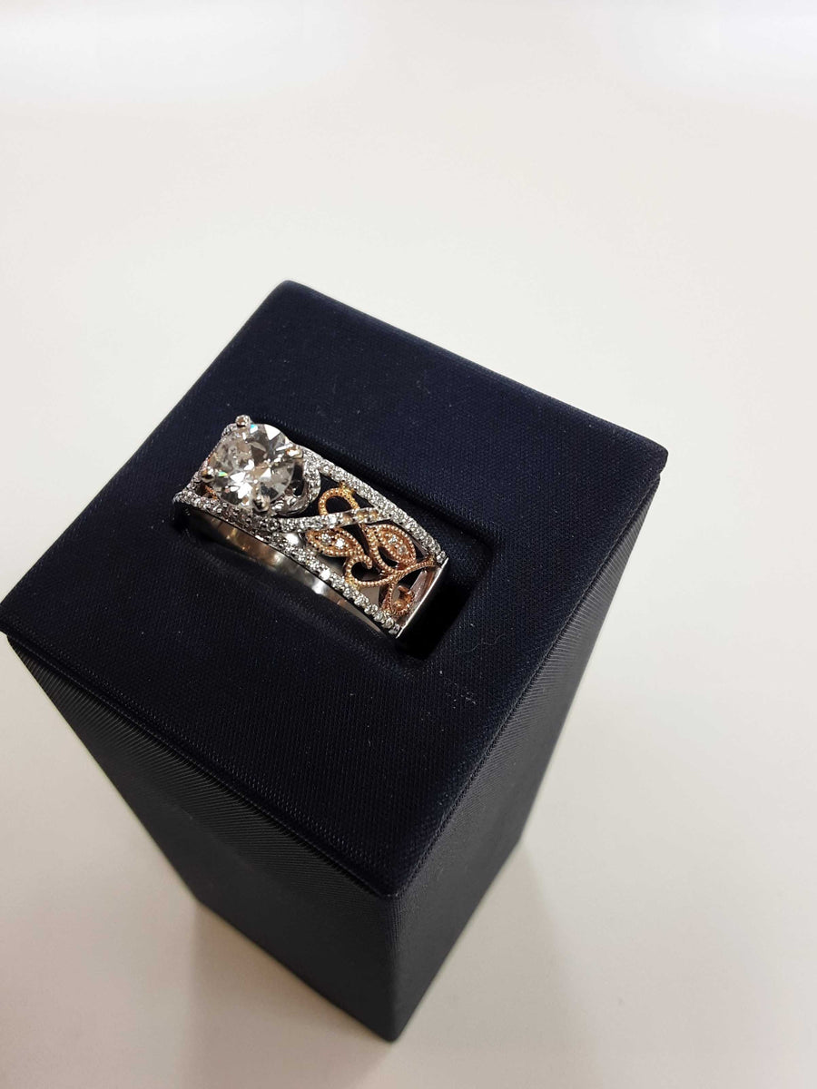 Ring - Wedding Set - White Gold 14k (.585) 6.3 grams Size 9