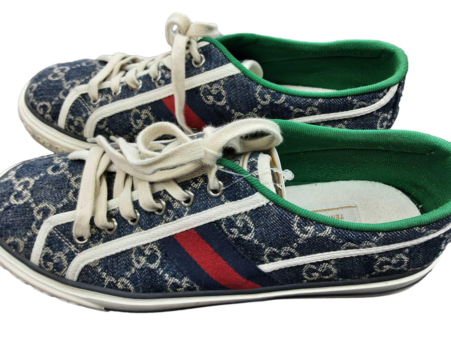 Gucci Blue Denim Web Ace Sneakers Blue
