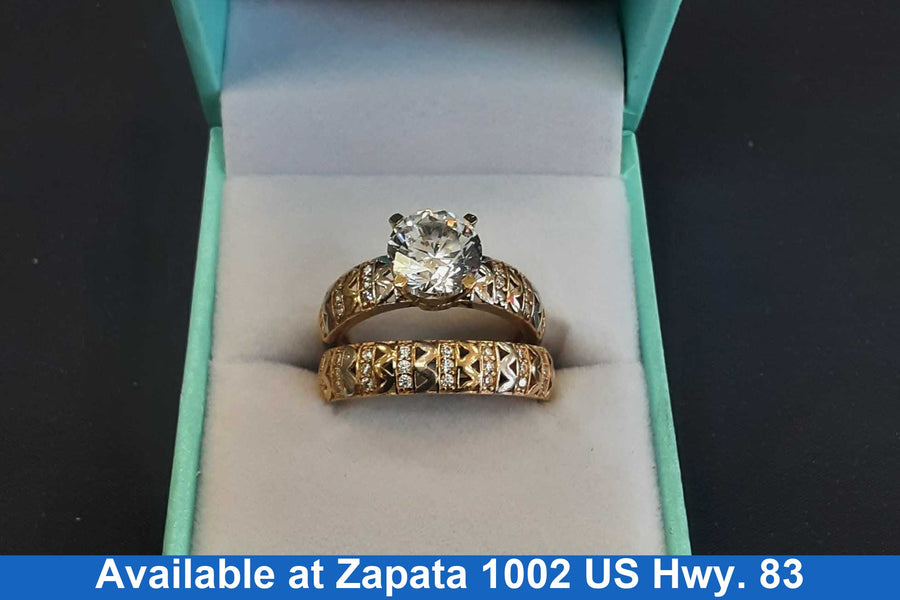 Ring - Engagement Set - Yellow Gold 10k (.417) 4.8 grams Size 7.5
