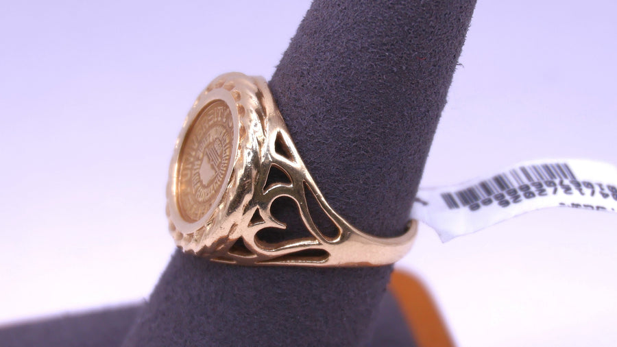Coin Ring - Yellow Gold 14k (.585) 7.5 Grams Size 7