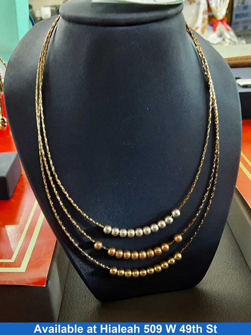 Bead Chain - Tricolor Gold 18k (.750) 5 grams 18 inch