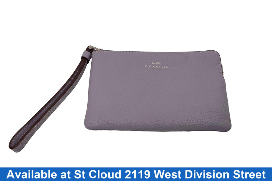 Coach Corner Zip Purple Wallet