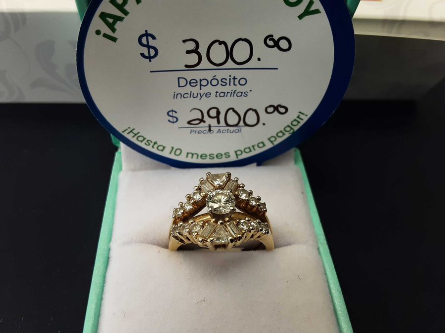 Ring - Wedding Set - Yellow Gold 14k (.585) 6.8 grams Size 6.5
