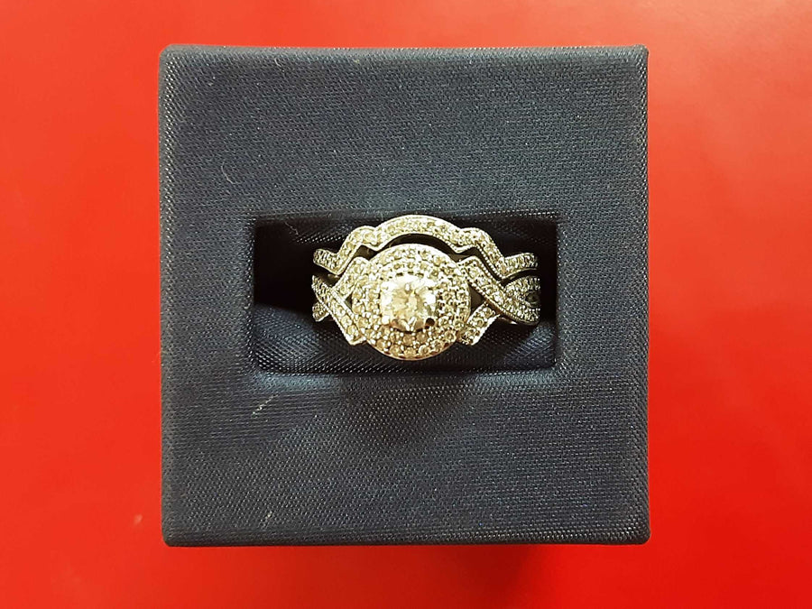 Ring - Engagement Set - White Gold 10k (.417) 5.1 grams Size 4.5