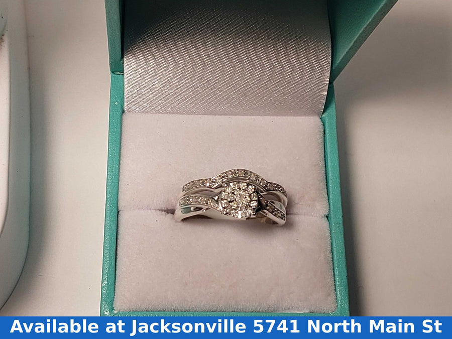 Ring - Wedding Set - White Gold 10k (.417) 3.6 grams Size 8