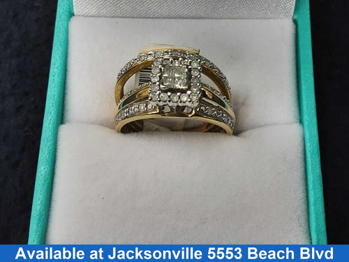 Ring - Engagement Set - Yellow Gold 10k (.417) 4.6 grams Size 7.5