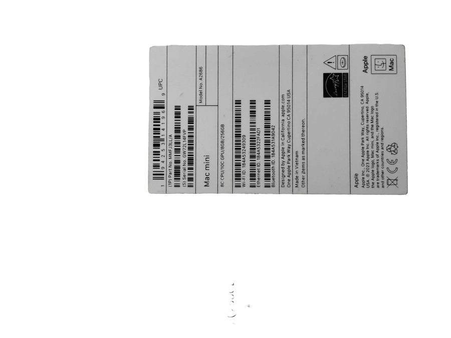Apple A2686 Apple M2 8 Gb 256 Gb Silver Desktop