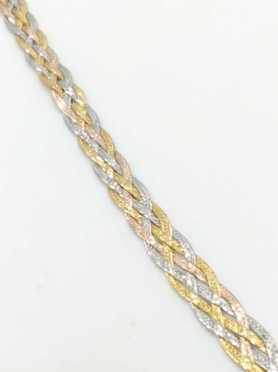 Woven Bracelet - Tricolor Gold 14k (.585) 6.4 grams 8 inch