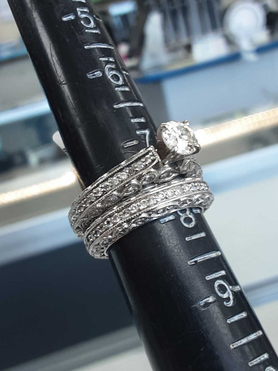 Ring - Engagement Set - White Gold 10k (.417) 13.5 grams Size 8
