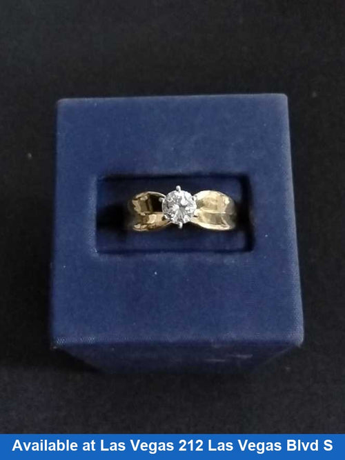 Women's Ring - Solitaire - Yellow Gold 14k (.585) 3.4 grams Size 20