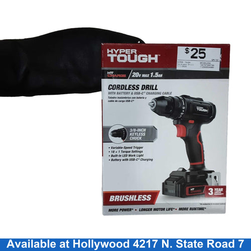 Hyper Tough Brushless Black Cordless Standard Drill