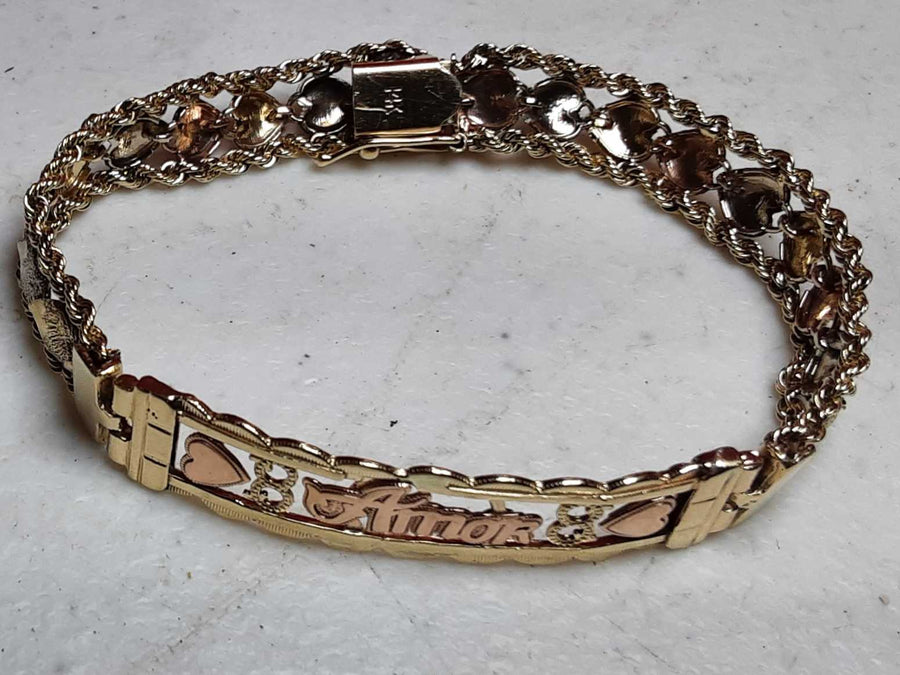 ID Bracelet - Tricolor Gold 14k (.585) 14.2 grams 7 inch