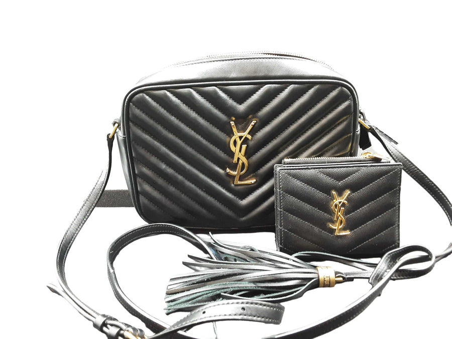 Yves Saint Laurent Leather Monogram Black Purse / Handbag