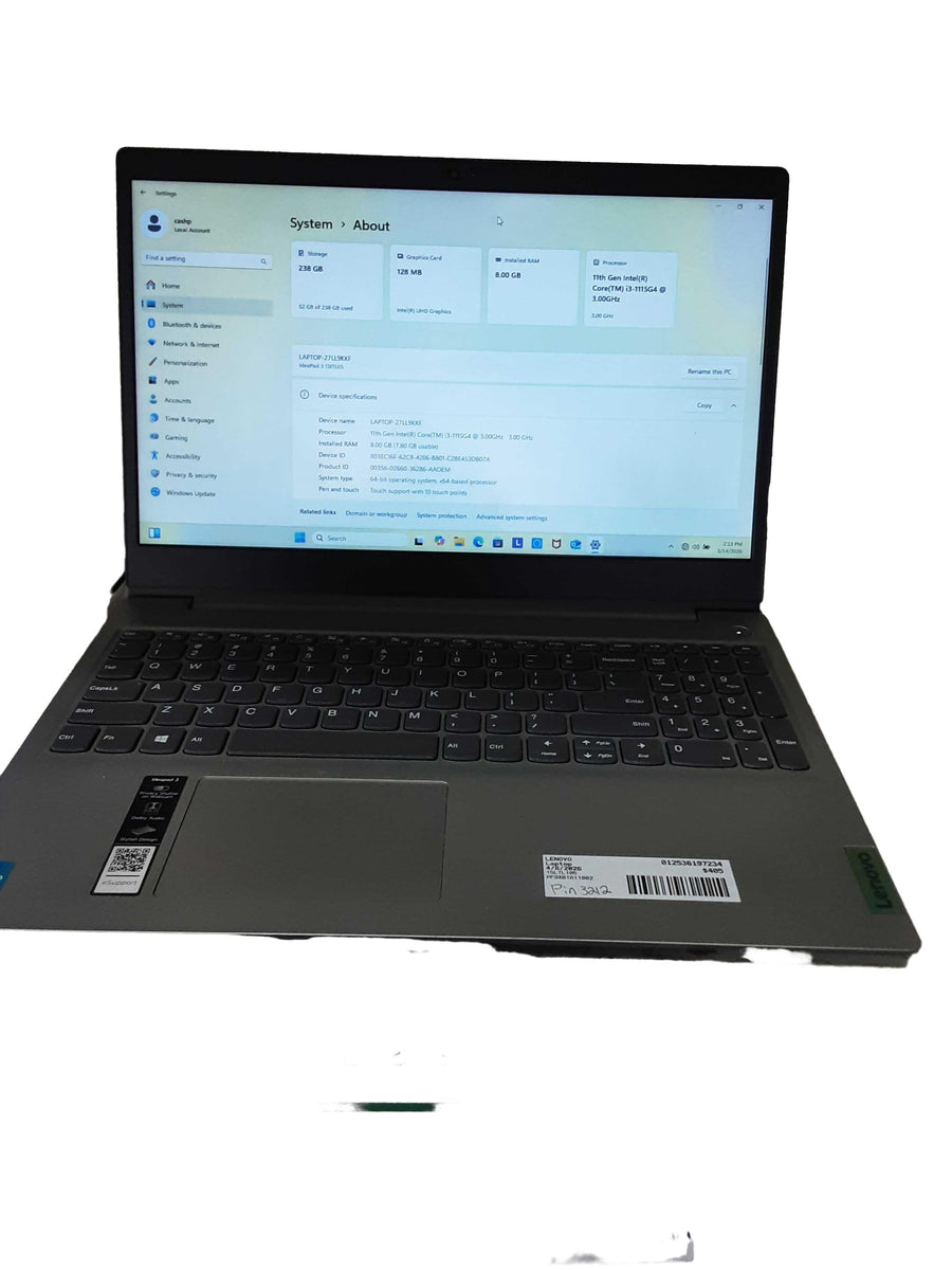 Lenovo 15ltl105 Intel Core I3 - 11th Generation 8 Gb 256 Gb Gray Laptop