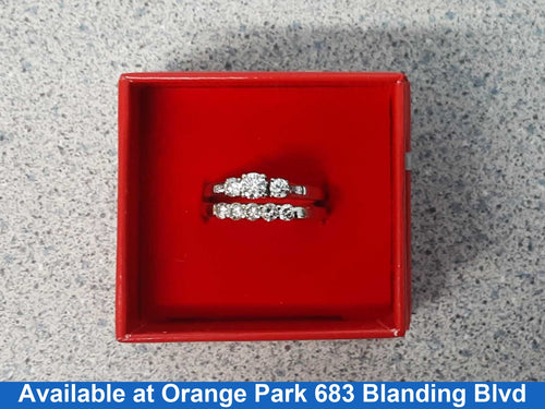 Ring - Wedding Set - White Gold 14k (.585) 6.2 grams Size 9